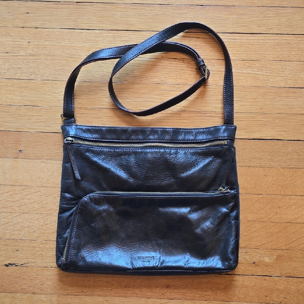 Margot New York, Black Leather Crossbody or Shoulder Bag, VGUC, OS